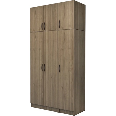 TopMebel Меламинов гардероб Vivian с три врати и шкаф в цвят орех 120x51.8x240см