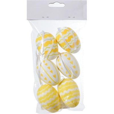 VAJÍČKA BIE/ŽLT VZOROVANÉ PLAST S/6 4*4*6CM