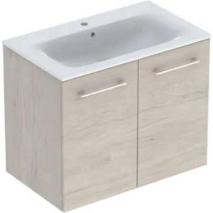 Geberit Selnova Square - Шкафче за умивалник 64x79x48 см, с умивалник, 2 врати, светъл орех хикори 501.259. 00.1 (501.259.00.1)