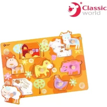Image 1 of Classic World Дървен пъзел - Животни от фермата - Classic World
