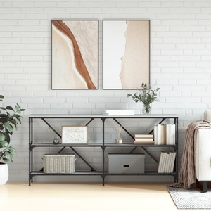 vidaXL Конзолна маса сив сонома 160x30x75 см инженерно дърво и желязо (832851)