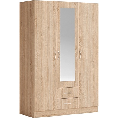 Голд - Аполо Трикрилен гардероб с чекмеджета и огледало АПОЛО 11 дъб сонома