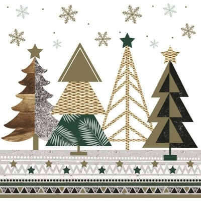 Daisy SDGW 019901 Graphic Chrsitmas Trees servítky 33x33cm 3V 20ks