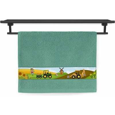 Veba ručník RUJANA tisk malý farmář olivová 30 x 50 cm