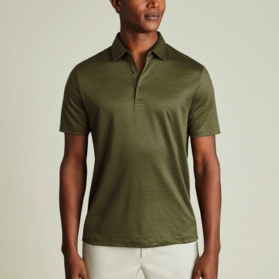 Charles Tyrwhitt Pure Linen Polo Olive