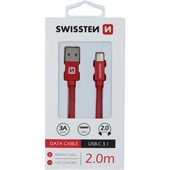 Swissten 71521306 USB - USB-C, 2m, červený