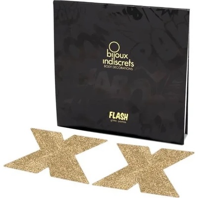 Бляскава декорация за тяло, златна - Flash Cross (BIJOUX0118)