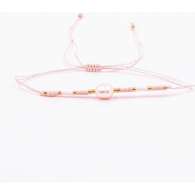 Milujeme Kameny Perla bílá růžový náramek se shamballa zapínáním PBS6