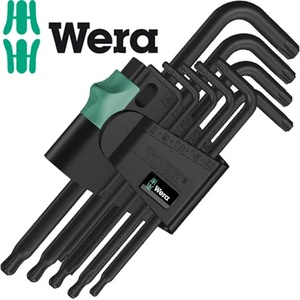 Wera Професионални Г-образни ключове тип ТОРКС, 9 бр. , Т8 - Т40 , сферични глави (wera 05024242001)