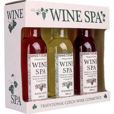 Bohemia Gifts & Cosmetics Wine Spa s hroznovým olejom a extraktom z vínnej révy sprchový gél 200 ml + vlasový šampón.200 ml + pena do kúpeľa 200 ml darčeková sada