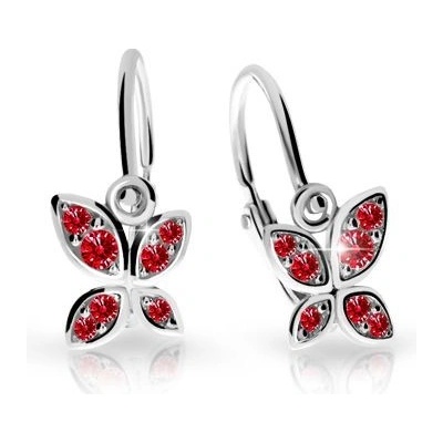 Danfil dětské náušnice C2259 z bílého zlata s kamínky Ruby Dark zapínání brizura