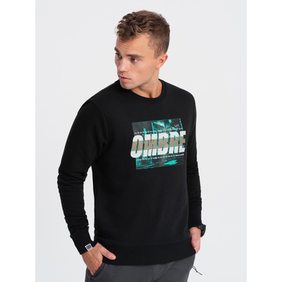 Ombre Clothing Черен мъжки пуловер с щампа Ombre Clothing Ombre Clothing | Cheren | МЪЖЕ | S