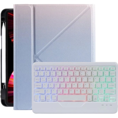 AppleKing puzdro s farebne podsvietenou klávesnicou a priestorom na Apple Pencil pre iPad Air 4 (2020) / Air 5 (2022) / Pro 11" (2018-2022) - Fialové