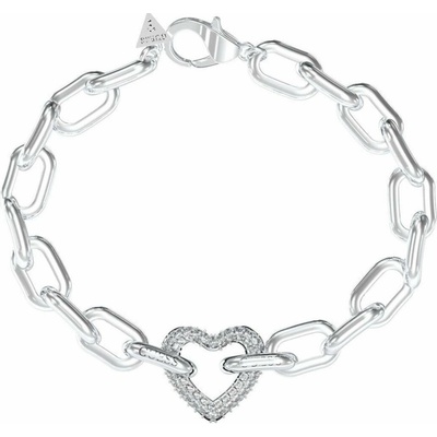 Guess Výrazný oceľový náramok Srdce Beloved JUBB05016JWRH 18,5 cm