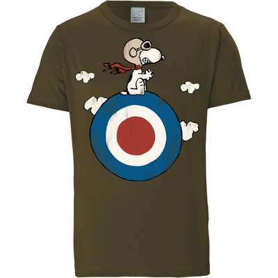 LOGOSHIRT Тениска 'Peanuts - Snoopy Pilot' зелено, размер 5XL