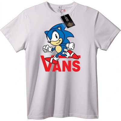 NOONEBRAND Тениска Sonic x Vans в черно - L, White