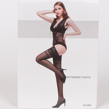 Image 1 of Силиконови 7/8 чорапи в черно с дантела - 40 den