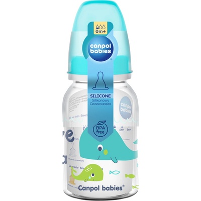 Canpol babies fľaša s potlačou Love&Sea Blue 120 ml