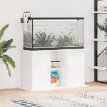 vidaXL Поставка за аквариум, бяла, 101x41x58 см, инженерно дърво (833607)