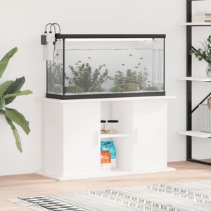 vidaXL Поставка за аквариум, бяла, 101x41x58 см, инженерно дърво (833607)