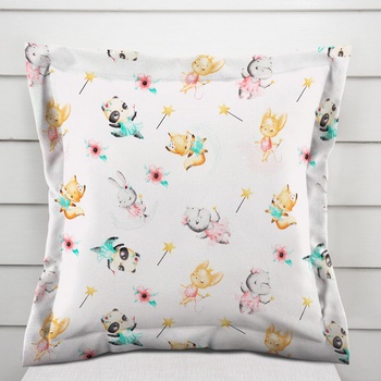 Biante Detská bavlna s lemom Sandra SA-671 Zvieratká baletky na bielom 50 x 50 cm