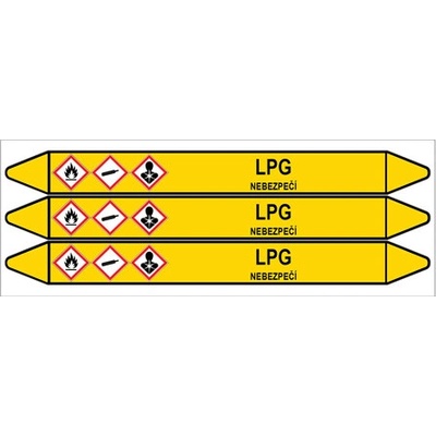 Značení potrubí, LPG,3 ks, 355 × 37 mm PZ 007627