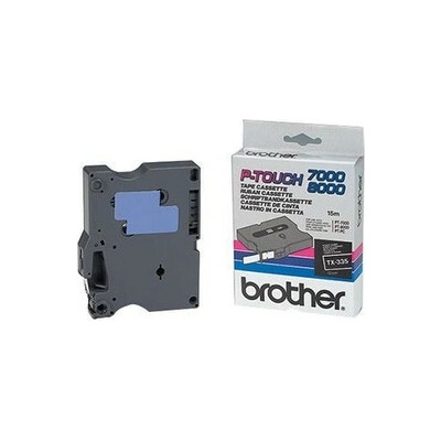 Brother TX-335, 12mm x 15m, biela tlač / čierný podklad, originálna páska
