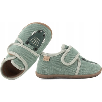 Detské barefoot papuče zelené s krokodílom