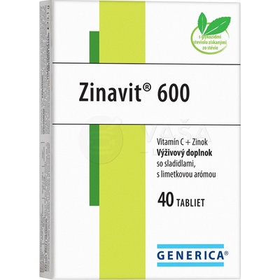 Generica Zinavit 600 Vitamín C + Zinok 40 tabliet limetka