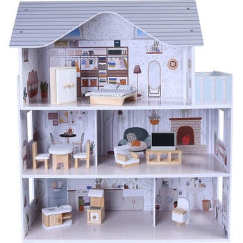 Moni Дървена къща за кукли Moni Toys - Sarah, 15 части (111842)