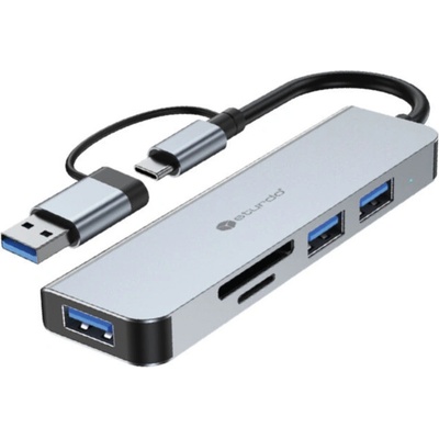Sturdo externý 5v1 HUB, Type-C+USB konektor, sivý