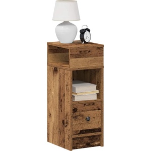 vidaXL Нощно шкафче с чекмедже, старо дърво, 25x31x66 см (858628)