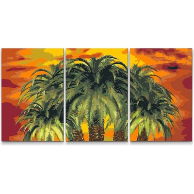 Painting Queens Palmy v červenom pozadí sada 3 ks 40 x 60 cm na ráme PBNSET/03PALMS/40X60_40X60_40X60/W