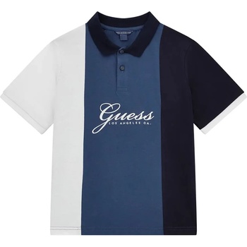 GUESS Трицветна тениска с къс ръкав и яка за момче с надпис Guess