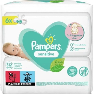 Pampers Sensitive мокри кърпи 6 x 52 броя