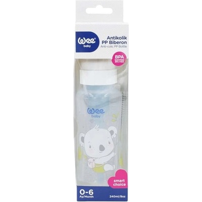 Wee Baby Бебешко шише Wee Baby - Anti-Colic, 240 ml, бяло с панда (295)