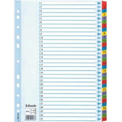 Register, kartón, A4, 1-31, ESSELTE "Mylar"