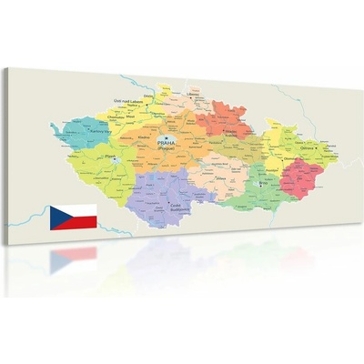 Obraz štýlová mapa Česka s vlajkou