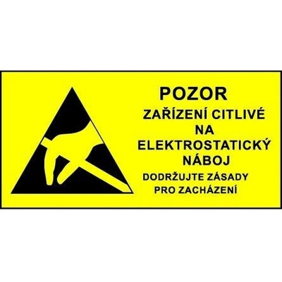 Pozor zařízení citlivé na elektrostatický náboj, Fólie 8 x 4 cm