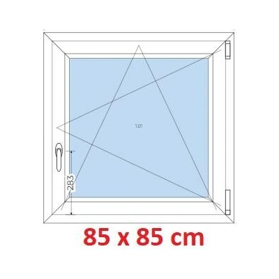 Soft Plastové okno 850 x 850 mm, otevíravé a sklopné, Antracit krupička/bílá, levé