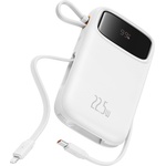 Baseus Външен пакет батерии 2x Lightning, 3x Type-C, 2x USB, 22.5W, 10000mAh + Type-C кабел, 30cm - Baseus Qpow Pro+ (P1005555003223-00) - Бял