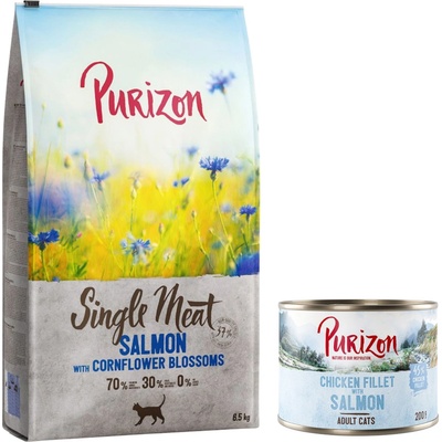 Purizon Single Meat losos s květy chrpy 6,5 kg