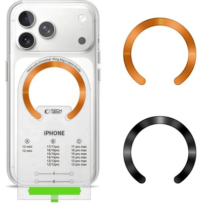 Tech-Protect mmp-210 МАГНИТЕН magsafe ПРОТЕЗЕН ПРЪСТЕН 2-БРОЯ ЧЕРЕН & cosmic orange