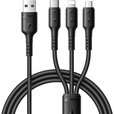 Joyroom S-A61 3v1 univerzálny nabíjací USB-A na USB-C / Lightning / micro USB 1,2m černý