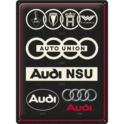 Plechová ceduľa Audi - Logos, 30 x 40 cm