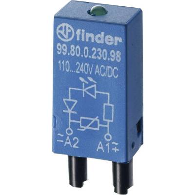 Finder zasouvací modul s diodou S nulovou diodou , s LED diodou 99.80.9.220.99 Barvy světla (LED svítidlo): zelená Bulk