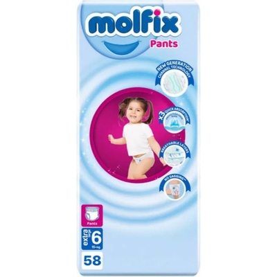 Molfix Бебешки гащи Molfix 6 - 58 броя