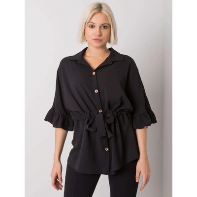 Rue Paris dámská volná košile s páskem cha-bz-3576.25 black