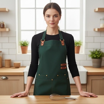 Престилка за готвене в тъмнозелено