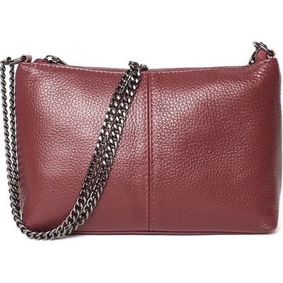 Vera Pelle dámská malá kožená kabelka na rameno do ruky/crossbody no. 32 tmavěčervená